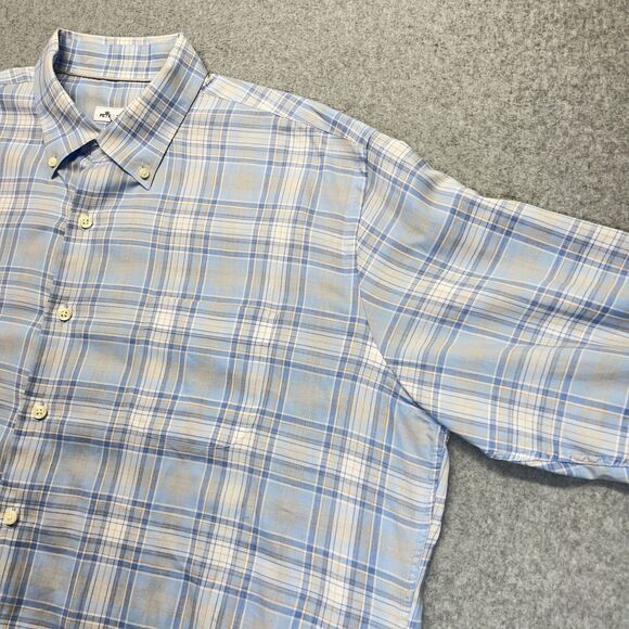 Peter Millar Button-Down Shirt Men’s XL Light Blue Plaid Long Sleeve - Picture 6 of 16